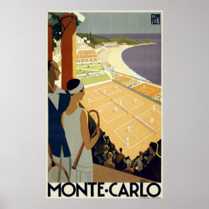 Poster das viagens vintage de Monte - de Carlo