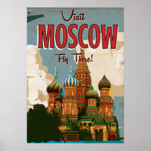 Poster das viagens vintage de Moscovo da visita