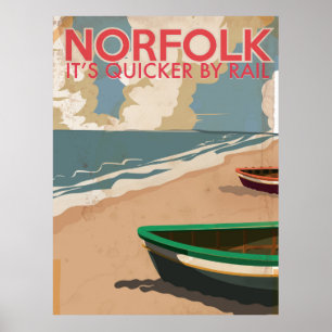 Poster das viagens vintage de Norfolk, Inglaterra