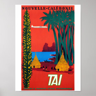 Poster das viagens vintage de Nova Caledônia
