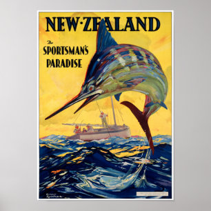 Poster das viagens vintage de Nova Zelândia