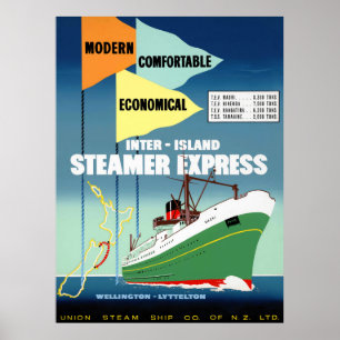 Poster das viagens vintage de Nova Zelândia