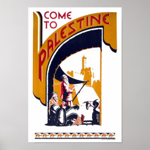 Poster das viagens vintage de Palestina restaurado