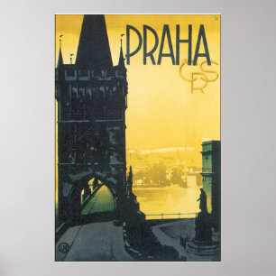 Poster das viagens vintage de Praha