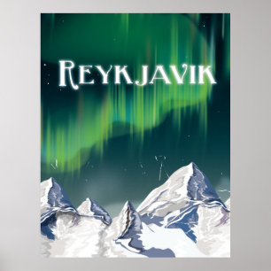 Poster das viagens vintage de Reykjavik