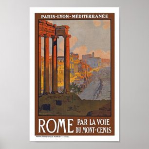 Poster das viagens vintage de Roma Italia Europa