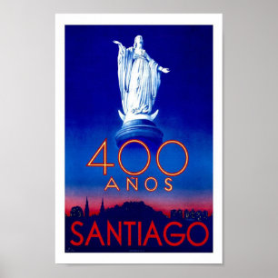 Poster das viagens vintage de Santiago o Chile