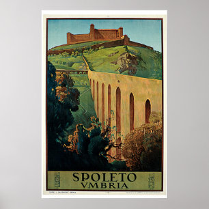 Poster das viagens vintage de Spoleto Úmbria