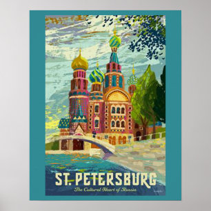 Poster das viagens vintage de St Petersburg
