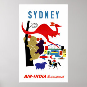 Poster das viagens vintage de Sydney restaurado