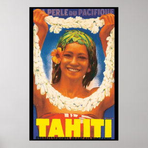 Poster das viagens vintage de Tahiti