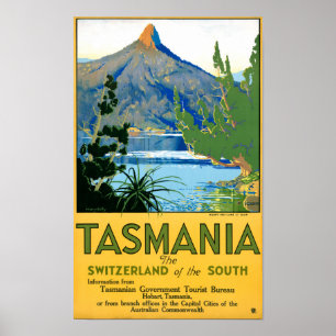 Poster das viagens vintage de Tasmânia restaurado