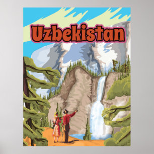Poster das viagens vintage de Uzbekistan