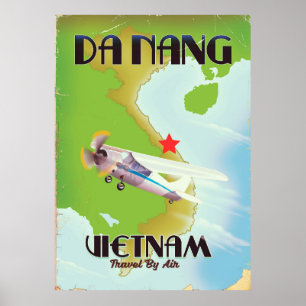 Poster das viagens vintage de Vietnam do Da Nang