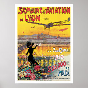 Poster das viagens vintage do de Lyon da aviação