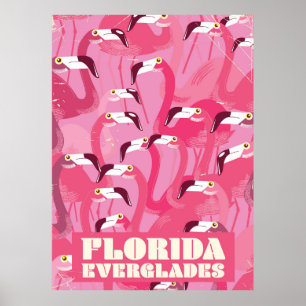 Poster das viagens vintage do flamingo dos