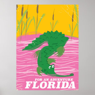 Poster das viagens vintage do jacaré de Florida
