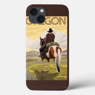 Poster das viagens vintage do vaqueiro a cavalo