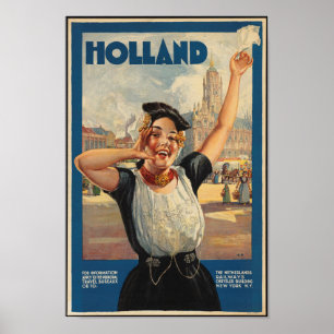 Poster das viagens vintage para Holland