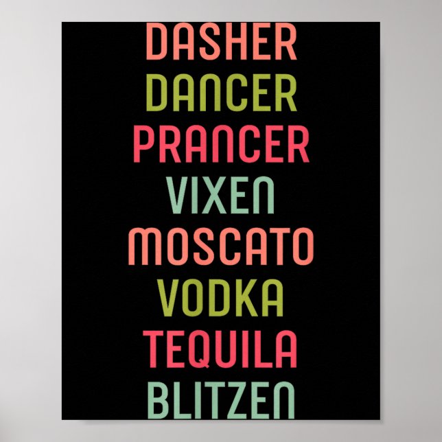 Poster Dasher Dancer Prancer Vixen Moscato Vodka Tequila  (Frente)