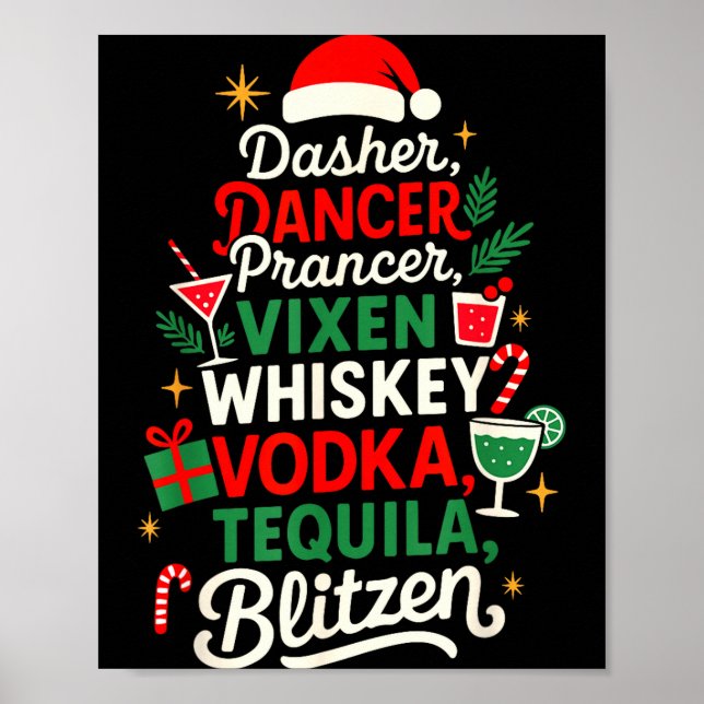 Poster Dasher Dancer Prancer Vixen Moscato Vodka Tequila  (Frente)