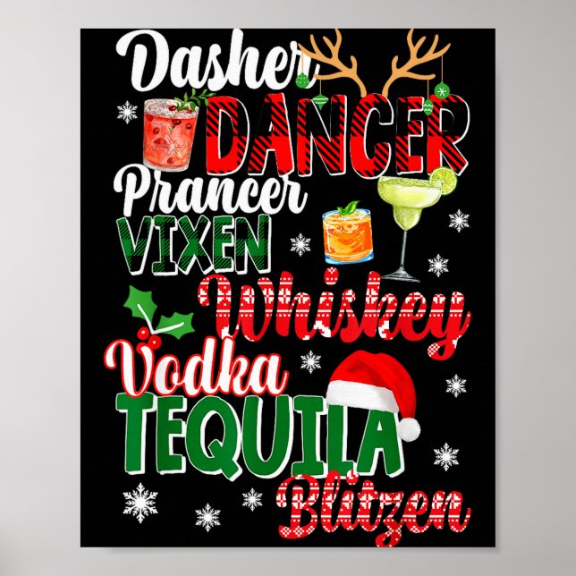 Poster Dasher Dancer Prancer Vixen Moscato Vodka Tequila  (Frente)