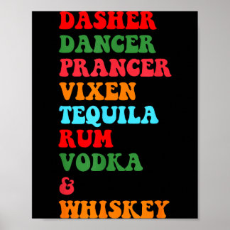 Poster Dasher Dancer Prancer Vixen Tequila Rum Vodka Desi