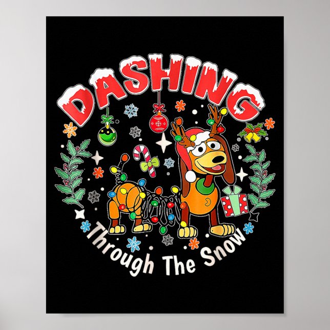 Poster Dashing Through The Snow, Funny Dog Christmas  (Frente)