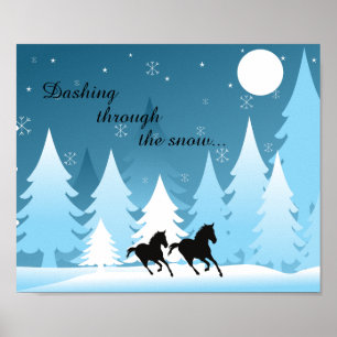 Poster Dashing Through the Snow ~ Horse Holiday Christmas