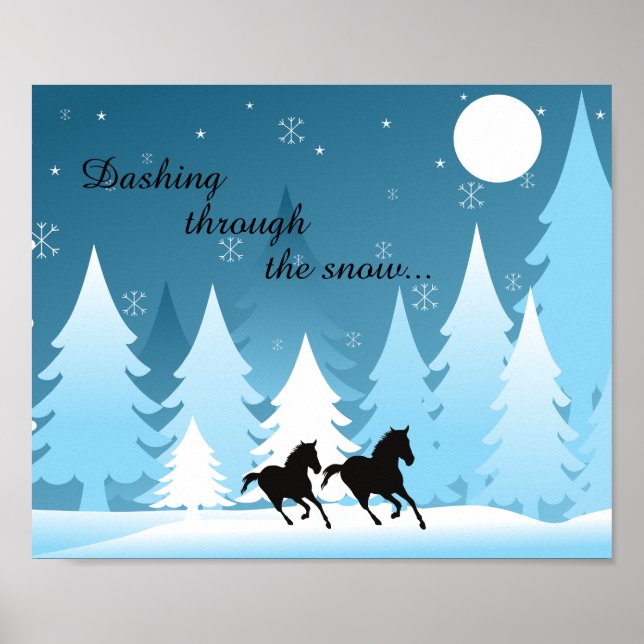 Poster Dashing Through the Snow ~ Horse Holiday Christmas (Frente)