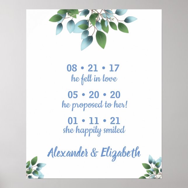 Poster Data de Casamento Melhor Dia Sim Sinal Eucalipto F (Frente)