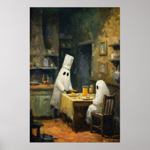 Poster Data de Cozinha Fantasma Pintura, Halloween Impres