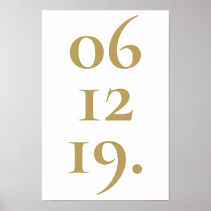 Poster Data Especial Personalizada em Ouro Moderna