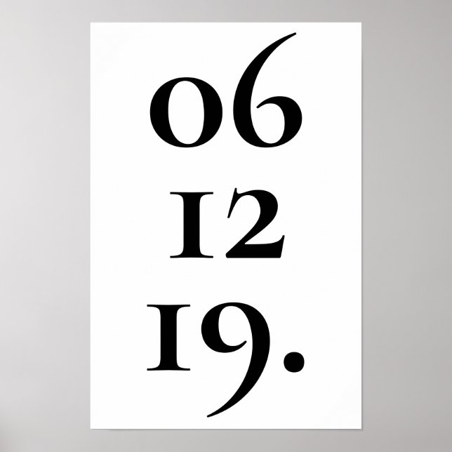 Poster Data Especial Personalizada Preto e Branco (Frente)
