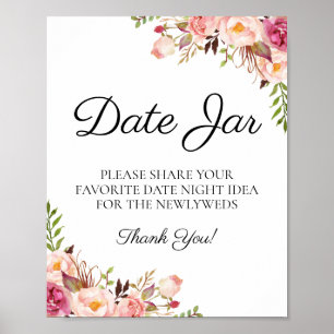 Poster Data Floral Rosa Russo - Sinal Jar Casamento