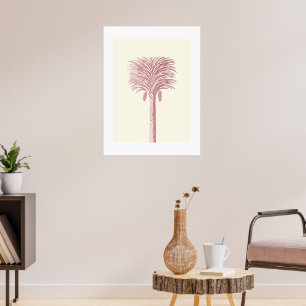 Poster Data tropical moderna Palm Rosa Dourado Creme