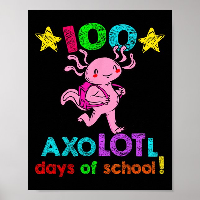 Poster Datas Axolotl De Engraçado Escolar 100 Dias De Esc (Frente)