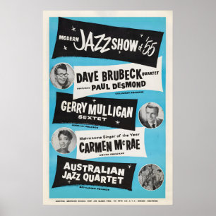 Poster Dave Brubeck - Gerry Mulligan - Carmen McRae - AJQ