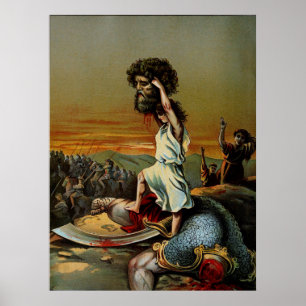 Poster David abriga o chefe de Golias