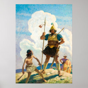Poster David e Golias por Newell Convers Wyeth