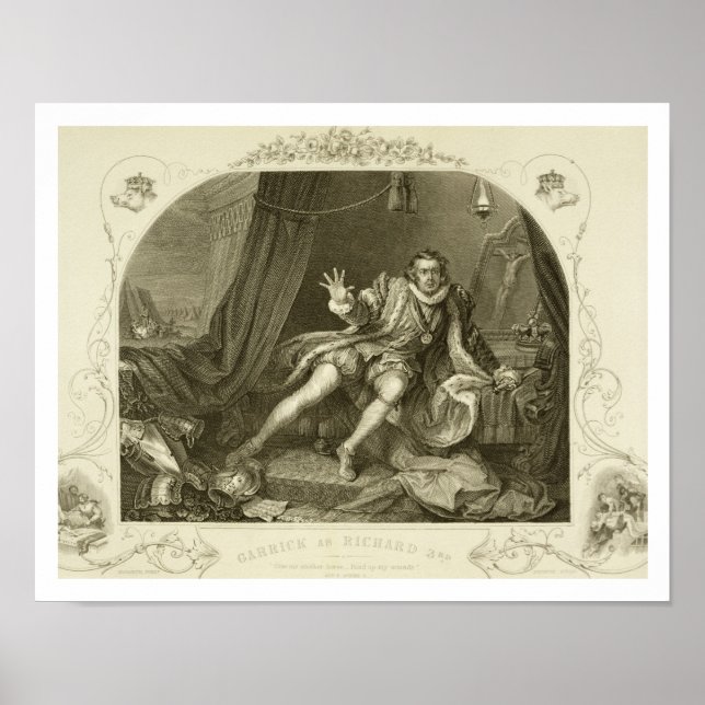 Poster David Garrick (1717-79) como Richard III, Act V Sc (Frente)