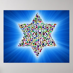 Poster David Star fez com Gemstones em todas as cores