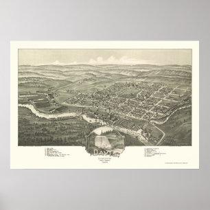 Poster Davis, mapa panorâmico de WV - 1898