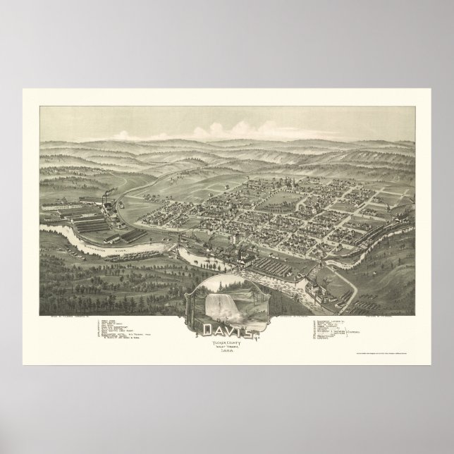 Poster Davis, WV Panorâmica - 1898 (Frente)