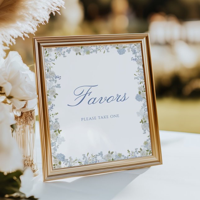 Poster Davors Românticos de Noiva em Azul Suave Floral (Criador carregado)