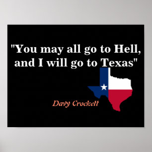 Poster Davy Crockett Citação No Inferno E No Texas