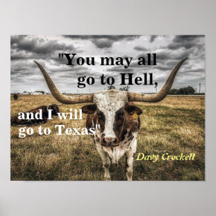 Poster Davy Crockett Citação Sobre O Inferno E O Texas Po