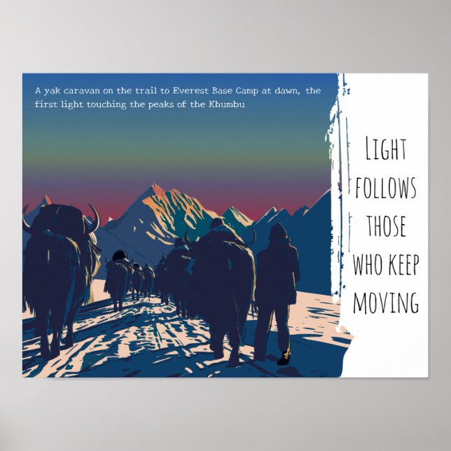 Poster Dawn Yak Caravan Everest Motivational (Frente)