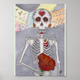 Poster Day of the Dead Skeleton Art Print Miranda