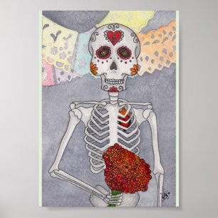 Poster Day of the Dead Skeleton Art Print Miranda